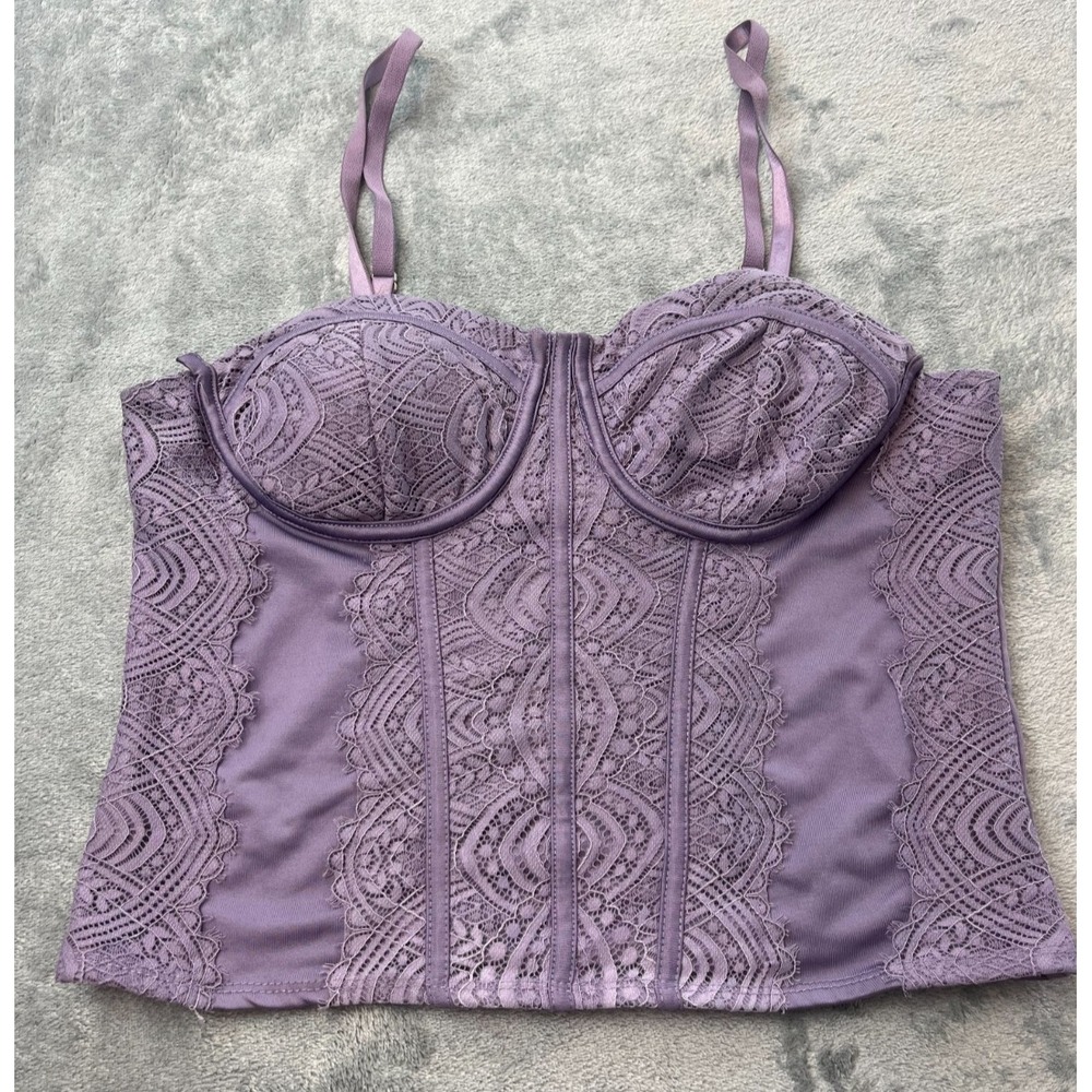 No Boundaries Lavender Bustier Corset Lace Fairy Grunge Top Purple Medium